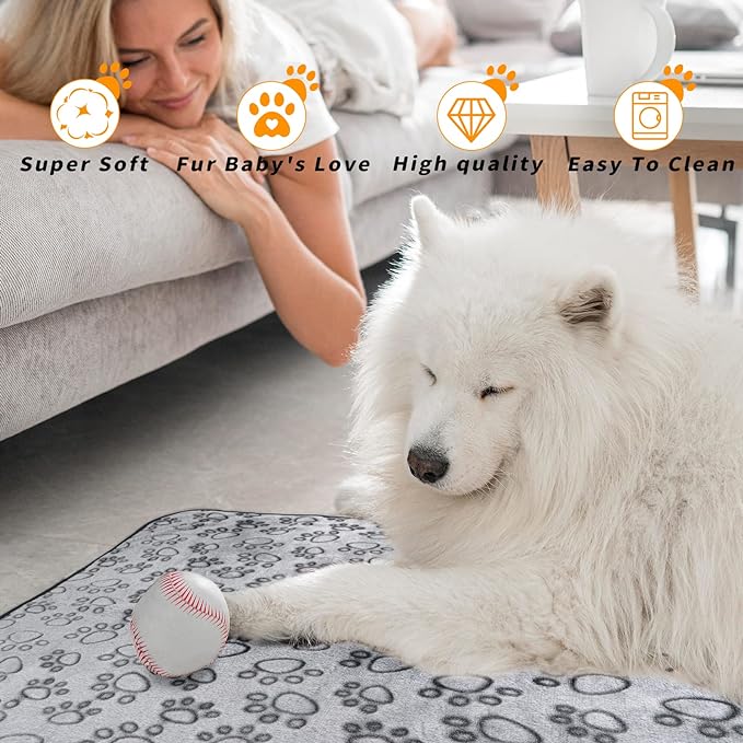 LOKOZ Small Dog Blanket for Medium Large Dogs Fleece Puppy Blanket Washable Dog Blankets for Bed Couch Protection with Cute Paw Print Pet Puppy Cat Blanket