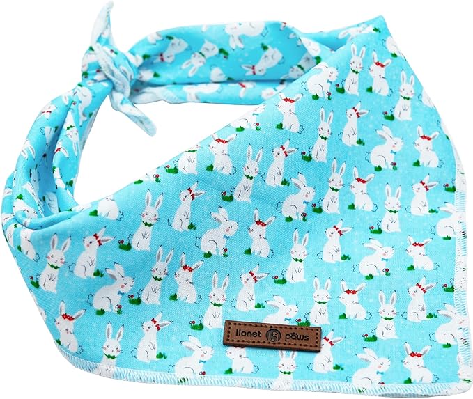 lionet paws Easter Bunny Dog Bandana for Small Medium Large Dogs, Cat Dog Kerchief Triangle Bibs Scarf for Girl Boy