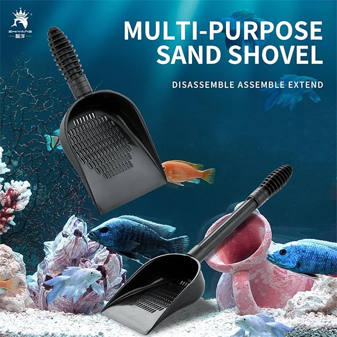 Aquariums Sand Shovel Fish Tanks Tool with Ergonomic Handle Aquariums Scooper Sifter Cleaner PVC B#