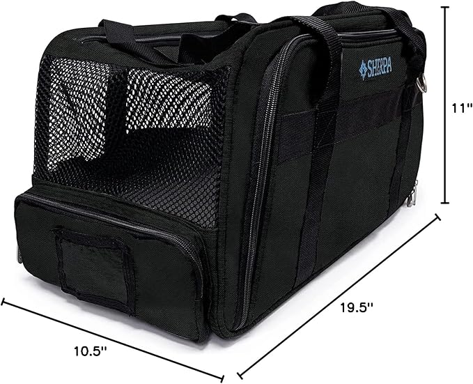 Sherpa Expandable Travel Pet Carrier, Airline Approved & Guaranteed On Board - Black, Medium