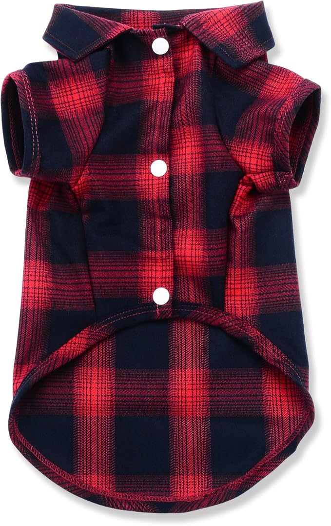 Koneseve Dog Shirt - Plaid Clothes T-Shirt & Sweater for Small Dog, Cat & Puppy - Adorable, Stylish & Cozy Halloween & Christmas Costume (Red, XXL)