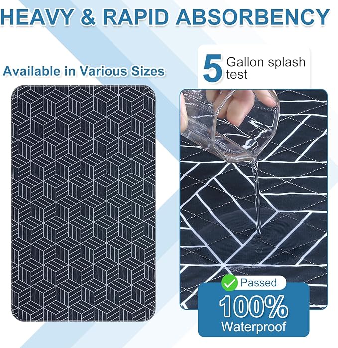 OUTCREATOR® Washable Bed Pads 34" x 36" (Pack of 4), Incontinence Mattress Protector, Anti-Slip Waterproof Underpads for Adults Kids Elderly Pets, Absorbency & Reusable Bedwetting Pads (Navy Blue)