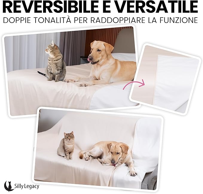 SILLY LEGACY Thin Reversible Waterproof Protective Bed Cover (Queen Size, 96 x 82 inch), for Dogs and Cats, Babies; Incontinence, Dirt, Drool