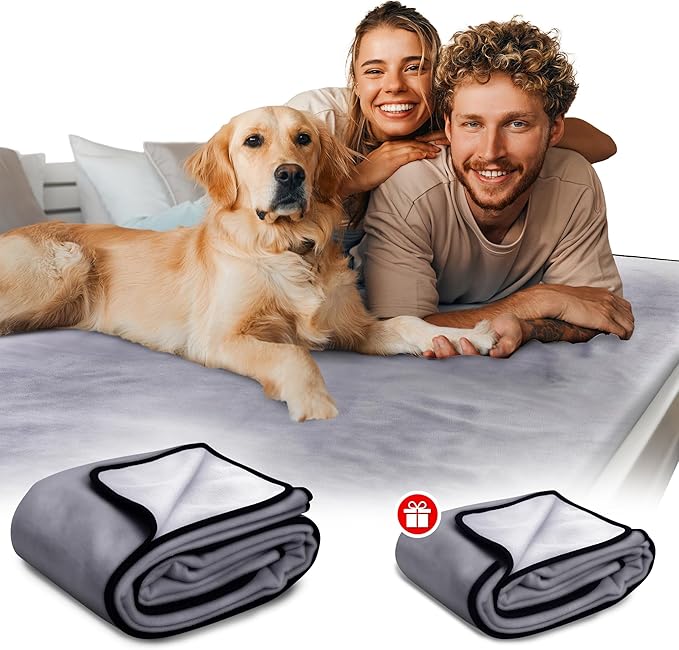 Paw Buddies Waterproof Blanket 80"x90" – Reversible Microfleece Throw for Couples, Pets & Family – Leakproof, Machine Washable Bed & Sofa Protector for Home or Travel