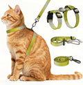 Cat Harness and Leash Set, 3-in-1 Escape Proof Adjustable, Comfortable Soft Lightweight, Safe, Easy to Wear, Walking Travel Kitten Harness for Small Medium Large Cats (Yellow)