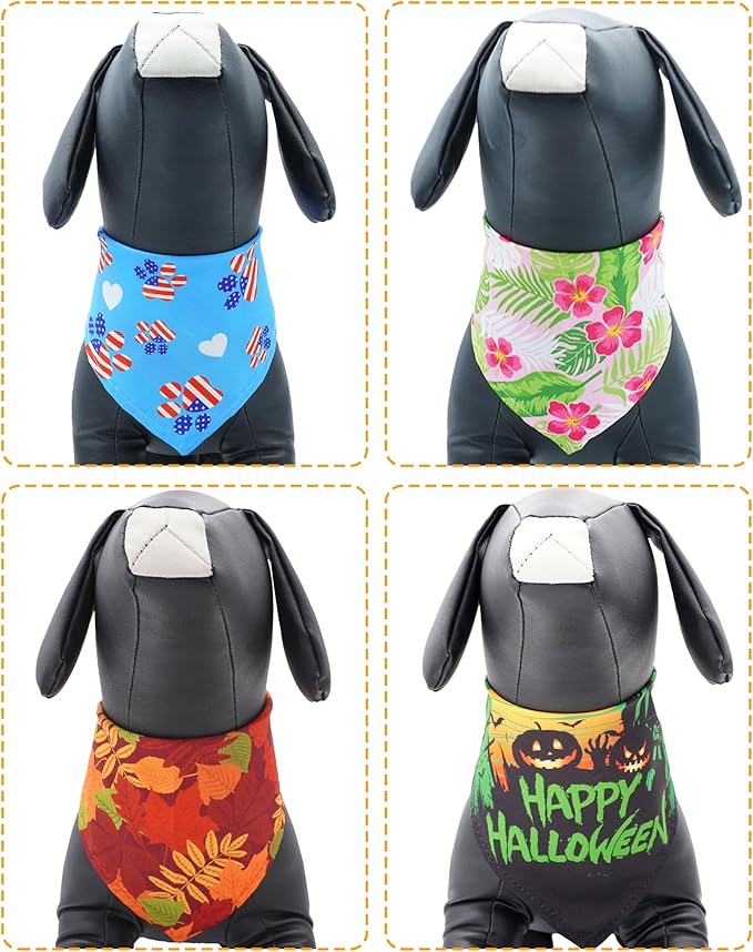 PET SHOW 50 Pack Big Dog Bandanas Bulk XL Assorted Random Dog Scarves Bibs Kerchief Set for Medium Large Dogs Girl Boy Pet Holiday Party Grooming Accessories
