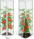2 Pcs Garden Bird Netting for Triangle Plant Cage, 59" x 20" x 20" Tomato Cage Garden Net Cover with Zipper, Tomato Trellis Insect Bird Barrier Protection Mesh for Vertical Climbing Plant Vegetable