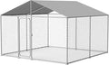 10'x10' Large Outdoor Dog Kennel, Heavy Duty Dog Enclosure with Roof, Weather Resistant Cover and Security Lock(124"x124")