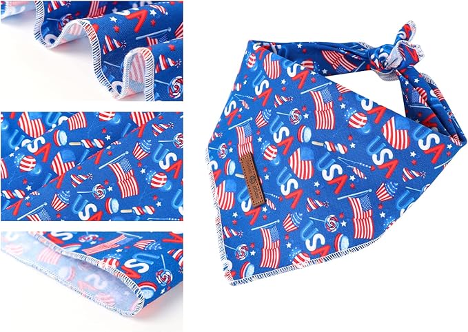lionet paws Patriotic 4th of July Dog Bandana American Flag for Small Medium Large Dogs, Cat Dog Kerchief Triangle Bibs Scarf for Male Female