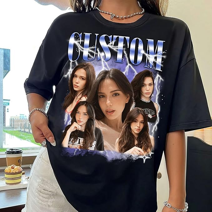 NAZENTI Custom Bootleg Rap Tee, Custom T-Shirts with Picture, Retro Custom Bootleg, Valentine's Gifts for Him Her