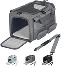 Cat, Dog Carrier for Pets up to 15 lbs, Soft-Sided Collapsible Pet Carrier with Upgraded Sturdy Base, Privacy Curtain and 2 Storage Bags, Cat Bag for Medium Cats and Small Dogs