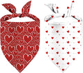 Valentines Dog Bandanas, Heart Red White Heart Dog Scarf, Mother's Day Dog Bandana for Medium Large Dogs Pets
