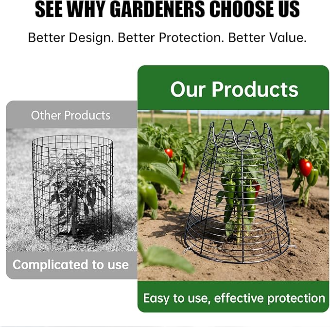 4 Pcs 11.6"×11.6" Plant Protectors from Animals, Sturdy Metal Plant Cages for Outdoor Plants, Reusable Wire Garden Cloches, Plant Protector to Keep Squirrels, Rabbits, Birds, Black