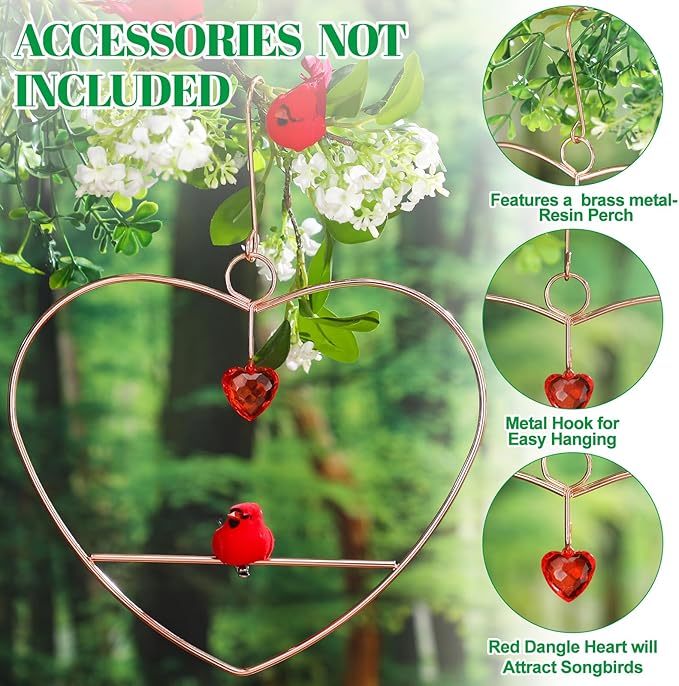 LemonRoad Hummingbird Swing, Tweet Heart Birdie Swing, Copper Hummingbird Perch Metal Frame for Wild Finches & Orioles Bird Outdoors Indoor Trunk Lawn Patio Garden (Copper)