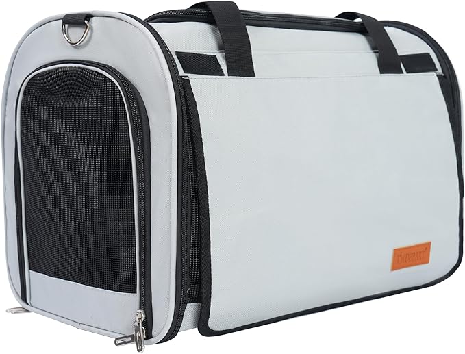 TWDEPART Cat Carrier Backpack - Multifunctional, Firm & Foldable with Roll-Up Shade, Breathable Design Includes Collapsible Bowl and Cushion (Light Grey)