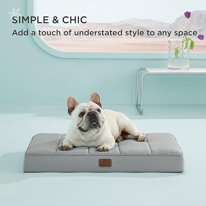 Bedsure Cooling Dog Bed for Medium Dogs - Comfy Flat Puppy Beds with Removable Washable Cover, Orthopedic Egg Crate Foam Pet Mat, Suitable for Pet Up to 30 lbs