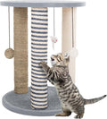 Cat Scratching Post - 3 Scratcher Posts with Carpeted Scratch Pad Base and Perch - Furniture Scratching Deterrent for Indoor Cats by PETMAKER (Gray)