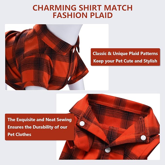 Koneseve Dog Shirt Plaid Dog Clothes for Medium Large Dogs Boy Girl Soft Pet T-Shirts Breathable Outfit Adorable Costume Grid Clothing Birthday Thanksgiving Christmas Sweater Apparel (Red#1; 7XL)