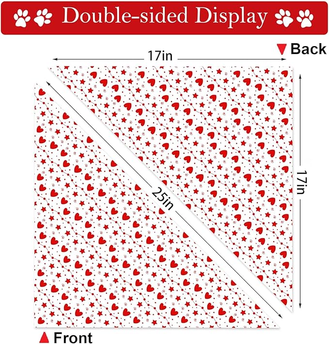 Heart Dog Bandanas 2 Pack, Mother’s Day Dog Bandanas, Triangle Reversible Love Pet Scarf for Boy and Girl, Premium Durable Fabric, Holiday Bandana for Small and Medium Dogs
