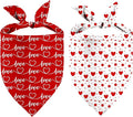 Heart Dog Bandanas 2 Pack, Mother’s Day Dog Bandanas, Triangle Reversible Love Pet Scarf for Boy and Girl, Premium Durable Fabric, Holiday Bandana for Small and Medium Dogs