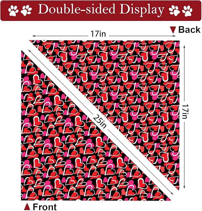 Valentines Dog Bandana Reversible Triangle Bibs Scarf Mother's Day Bandanas for Medium Large Dogs