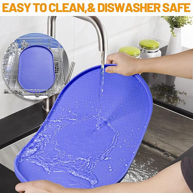 Hubulk 100% Waterproof Silicone Pet Feeding Mat with Raised Edge for Food and Water, Dog Bowl Mats, Cat Bowls Placemat with High Lip Protects Floor for Cats and Dogs (Purple, 16" L x 10" W)