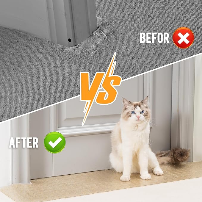 Uross Carpet Protector for pets - Cat Carpet Protector for Doorway, Anti Scratch Under Door Cat Scratch Protector Mat, Easy to Cut Plastic Carpet Scratch Stopper, Cat Scratch Guard Carpet 3.6FT-Golden