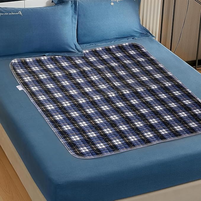 Washable Bed Pads, Non-Slip Bed Pads for Incontinence (36"" x 72"", 2 Pack) - Waterproof and Reusable Underpads for Adults, Kids, and Pets, Blue