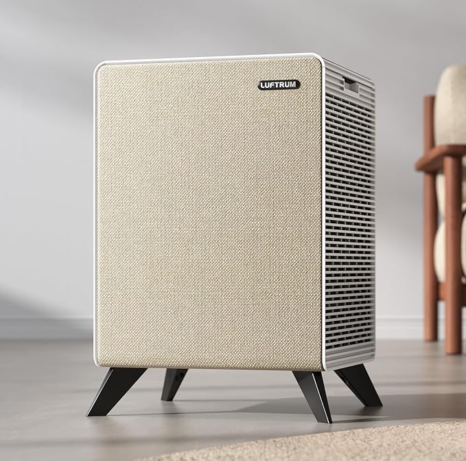 Air Purifiers for Home Large Room Up to 2250 ft² - Remove 99% of Smoke Allergies Pet Dander Odor - Dual 3-Stage Filter of Washable Filter and with AQI, Auto Mode, Sleep Mode, Beige, Large