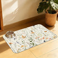 Vintage Wildflowers Herbs Pet Feeding Mat, Absorbent Bowl Pad, Quick Dry, Non-Slip Base, No Stains – 16x24 Inch