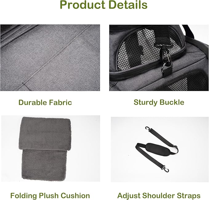 Expandable Pet Carrier Bag - Airline-Approved, Breathable Mesh, Secure Zippers, Padded Handle & Multi-Pockets (Light Grey)