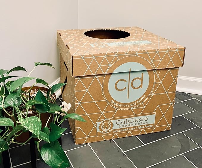 Leakproof Disposable Cat Litter Box 3 Pack (9 pcs) Top/Low Entry INCLUDES- 3 lids, 3 bases and 3 multipurpose pads - Open or Closed, 17"L x 17"W x 15.25"H. Xtra Large Woman Owned Made in USA Patented