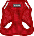 Best Pet Supplies Voyager Step-in Air Harness - All Weather Mesh, Reflective, No Pull Harness for Dogs, Cats - Secure with Hook & Loop Fastener, Buckle, Double D-Rings - Red, L