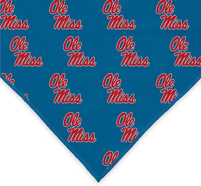 Ole Miss Rebels Officially Licensed Bandana for Dogs and Cats | Fits Pets Great Gift Idea | Easy-to-Tie (Small, 13")