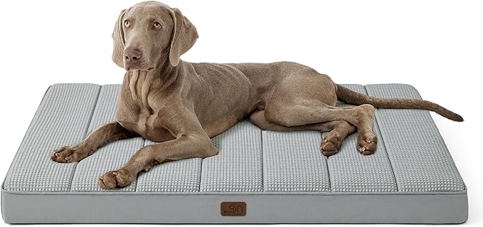 Bedsure Cooling Dog Bed for Crate - Extra Large Comfy Flat Puppy Beds with Removable Washable Cover, Orthopedic Egg Crate Foam Pet Mat, Suitable for Pet Up to 90 lbs