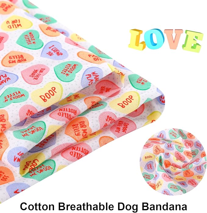 ARING PET Valentine's Day Dog Bandana-Cute Heart Pet Bandanas, Soft Holiday Scarf Cotton Triangle Bibs for Small to Large Boy Girl Dogs and Cats