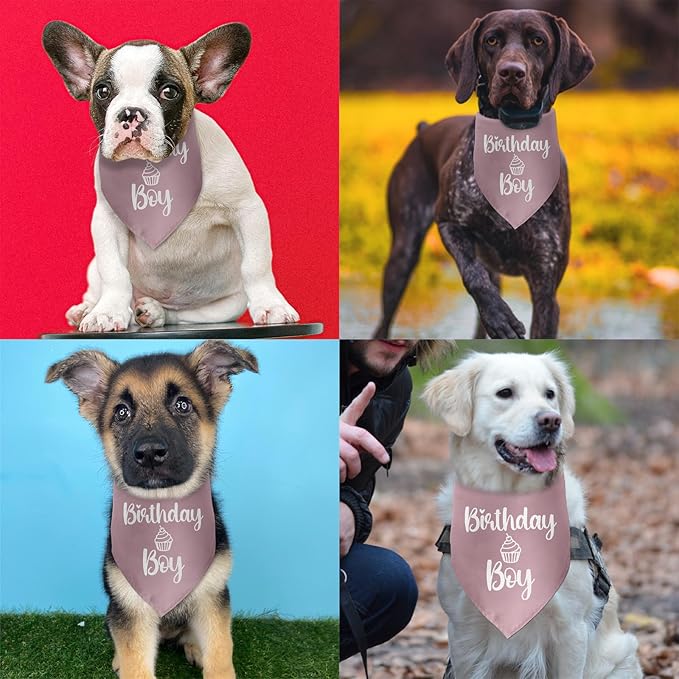 Dog Birthday Bandanas Boy Pink Dog Bandana Pet Scarf Bibs Accessories Party Supplies for Lover Small Medium Puppy Boy