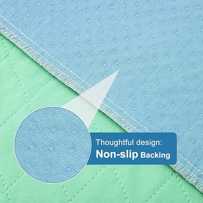 OUTCREATOR® Washable Bed Pads 34" x 36" (Pack of 4), Incontinence Mattress Protector, Anti-Slip Waterproof Underpads for Adults Kids Elderly Pets, Absorbency & Reusable Bedwetting Pads (Solid Green)