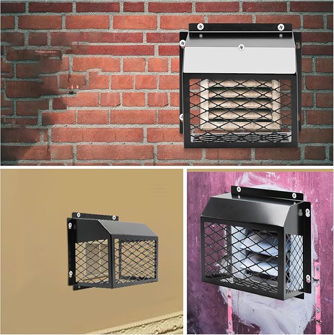 Universal Dryer Exhaust Guard Vent Cover Outside, 7"x7"x5" Heavy Futy Ventilation Bird Cage to Prevents Birds and Rodents from Entering Exhaust for Most 3" to 4" Bathroom Exhaust Ventilation Fan