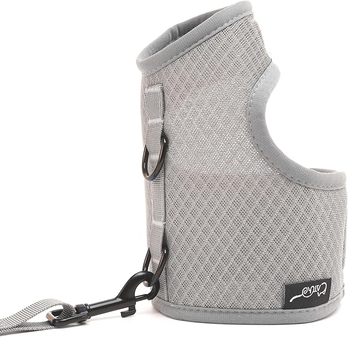 Cat Harness and Leash for Walking Escape Proof Breathable Mesh Fabric, Solid Grey, Medium, Adjustable Cat Walking Jackets, Padded Stylish Cat Vest