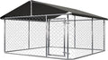 Petonly Outdoor Dog Enclosure Heavy Duty Dog Kennel House Mesh Dog Big Cage Pet Kennel Steel Fence with Secure Lock (78”x 78”)