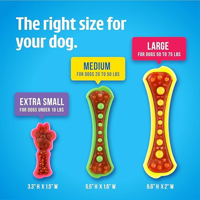 Hartz Chew 'n Clean Dental Duo Dog Treat & Chew Toy, Color Varies, Extra Small, 6 Count