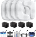 Veken Cat Water Fountain Filters, 4 Pack Replacement Filters & 4 Pack Replacement Pre-Filter Sponges Set for 50oz, 84oz, 95oz or 108oz Automatic Pet Fountain Dog Water Dispenser