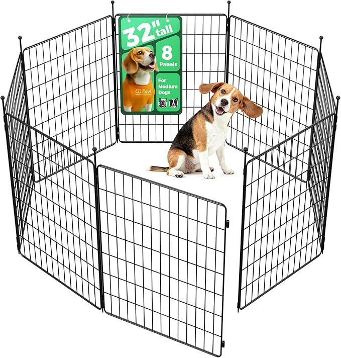 FXW MiniPaws Unleashed Dog Playpen, Expandable & Portable Design for Yard, RV Camping and Indoor Use, for Small and Medium Dogs, 32-inch 8 Panels
