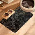 Dog Bowl Mat,Abstract Map Pet Feeding Mat for Floors Waterproof,Golden Lines Texture Absorbent Dogs Placemat for Food and Water Quick Dry Pet Cat Feeding Mats with Non Slip Bottom 16" x 24"