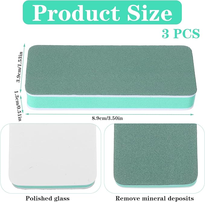3Pack Aquarium Double Sided Sponge Brush, Aquarium Glass Cleaner Sponge, Algae Scrubber Pad for Glass Aquariums, Dual Sided Surface Buildew Remover, Aquariums Cleaning Tools (3.5"x1.54"x0.51")
