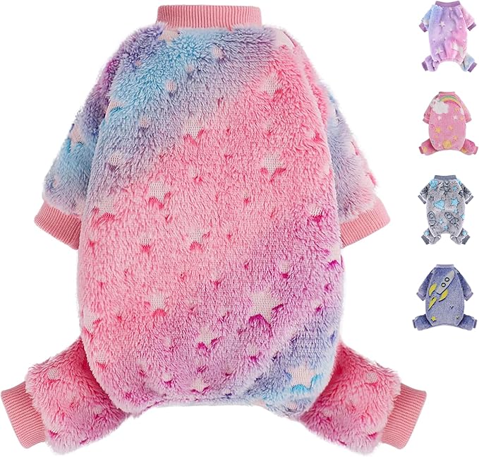 Fleece Pajamas for Small Dogs - Extra Small Puppy Clothes, Soft & Stretchy Dog Onesies - Cat & Chihuahua Yorkie Sizes XS
