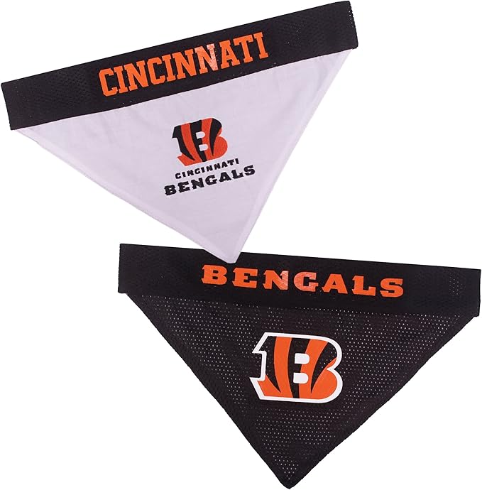 Pets First NFL Cincinnati Bengals Reversible Bandana Size XX-Large for Dogs & Cats. 2 Sided Sports Bandana, Premium Embroidery Team Logo, Many NFL Teams Available