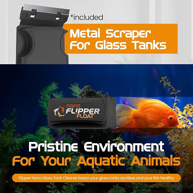 FLIPPER Float Nano Magnetic Aquarium Cleaner – 2-in-1 Flip Scrubber and Scraper, Floating Design with Strong Magnets for Algae and Debris Removal on Small Glass Tanks up to 1/4" (6mm)