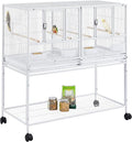 Yaheetech Stackable Divided Breeder Breeding Parakeet Bird Cage for Canaries Cockatiels Lovebirds Finches Budgies Small Parrots with Rolling Stand, White